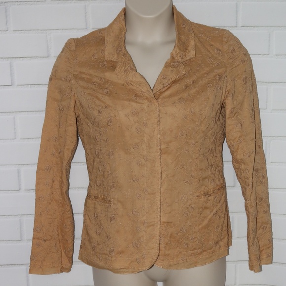 J. Jill Jackets & Blazers - J Jill Sz 8T TALL Tan Lined Embroidered Blazer